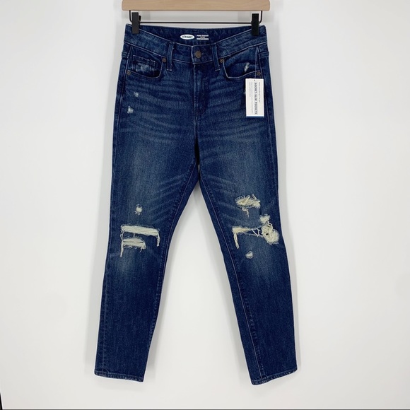 Old Navy Power Straight High Rise Distressed Jeans - Picture 3 of 10